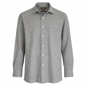 Ariat Mens Long Sleeve Button Down Shirt Gray White Geometric Diamond Print L